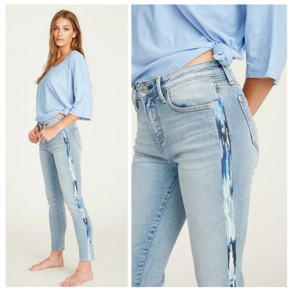 DRIFTWOOD Light Blue Skinny Jeans with Multicolor Side Stripe